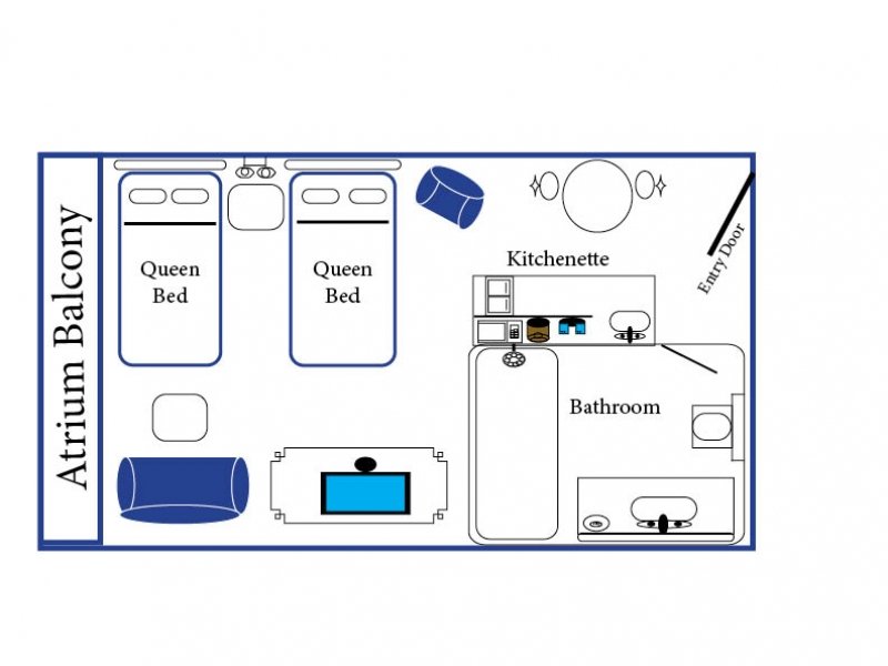 a floor plan for a bedroom and bathroom
