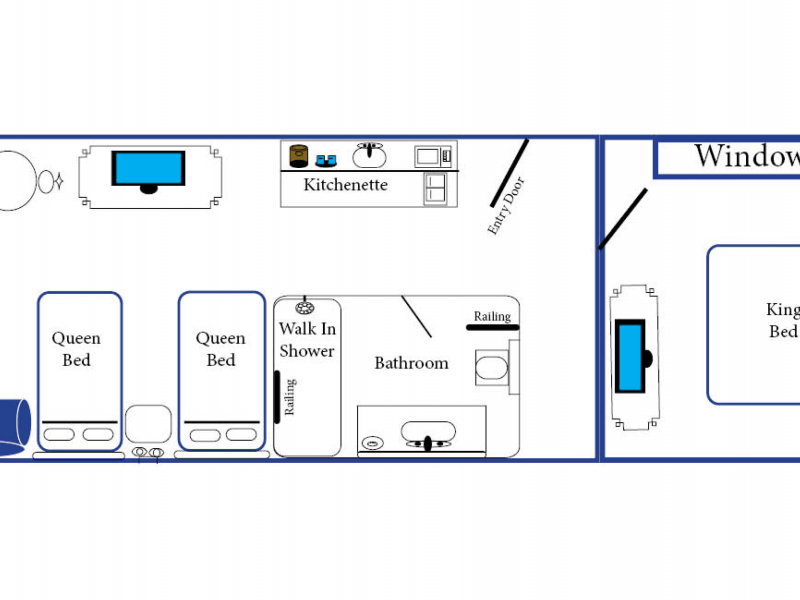 a floor plan for a bedroom with windows