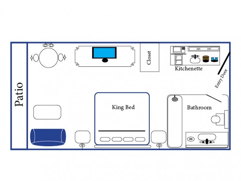 a floor plan for a bedroom and living room