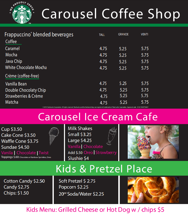 a menu for a coffee shop with prices