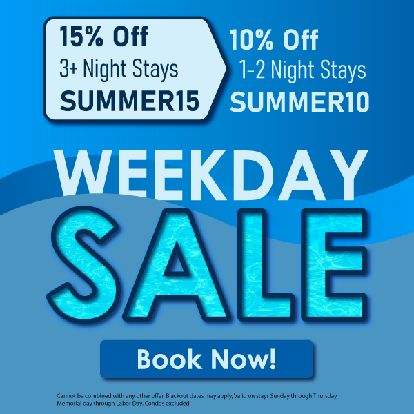 a blue and white flyer for a summer sale